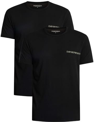 EMPORIO ARMANI Herren 2-Pack Crew Neck T-Shirt, schwarz/schwarz, XL