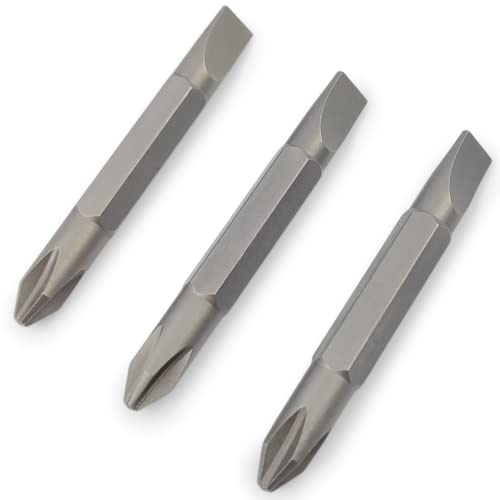 1/4 Hex Screwdriver Bit Set for Drill - Double Ended Driver for Phillips and Slotted Screw (3-Pack) (2 Inches (Short))