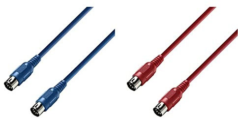 Adam Hall Cables K3MIDI0300BLU 3 Star Serie MIDI-Kabel (3m) blau & 3 Star Series 1.5m MIDI Kabel - Rot