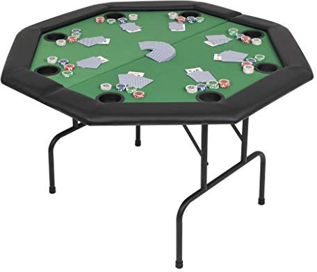 Yongdu 8-Spieler Poker Klapptisch 2-Fach Zuklappbar, Poker Table, Spieltisch, Blackjack, Poker Tisch, Roulette Tisch, Deko Casino Poker, Achteckig Grün