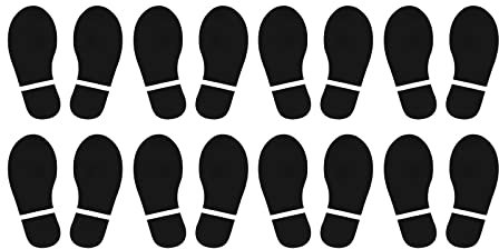 PATIKIL 5.9x2.5 Empreintes Plancher Autocollants, 8 Paires PVC Chaussures Empreinte Plancher Paroi Escaliers Décalcomanie Autocollant pour Maison Classe Décoration, Noir