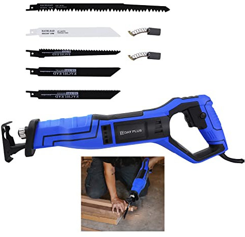 Reciprocating Saw, 900W Sabre Saw - Variable Speed 0-2800RPM with 28mm Stroke– Tool-Free Blade Change Electric Saw– Includes 5 Blades, 2 Carbon Brushes