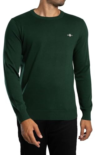 Gant Herren Classic Cotton C-Neck Pullover, Tartan Green, L EU