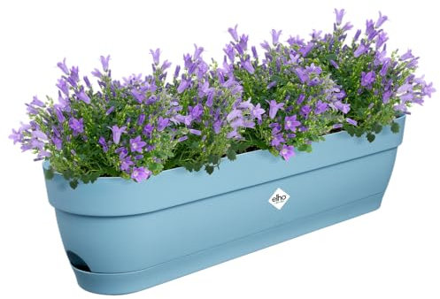 elho Vibia Campana Balkonkasten 70 mit Wasserreservoir - Blumentopf Balkon - 100% recyceltem Plastik - Ø 69.0 x H 17.0 cm - Blau/Vintage Blau