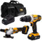 JCB 18V Cordless Combi Drill & 112mm Angle Grinder, 2X 2.0Ah Battery, Fast Charger, Tool-Free Blade Changing, 16+3 Position Torque, 20 Power Tool Kit Bag, 3 Year Warranty