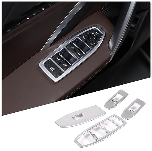 DIYUCAR Panneau de couverture de cadre de levier de fenêtre de voiture en plastique ABS pour B-M-W X1 U11 2023-2024 Accessoires intérieurs (Argent)