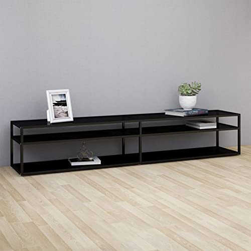 CIADAZ TV-Schrank Schwarz 220x40x40,5 cm Hartglas, TV Lowboard, Fernsehschrank, Fernsehtisch, Fernseher Schrank, TV Sideboard, TV Board, TV Cabinet, TV Bank, TV Kommode