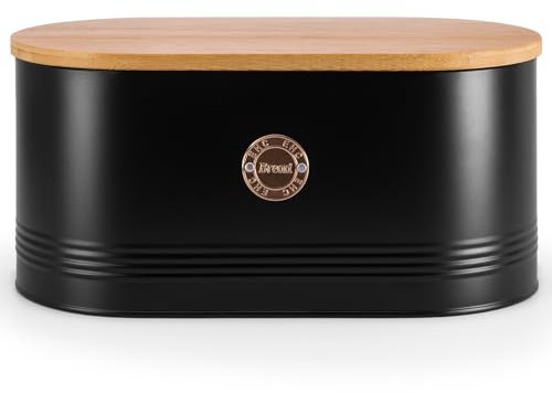 EHC Bread Bins for Kitchen, Bread Box with lid, Kitchen Storage Bin, Bread Container, Black, 34 x 18 x 16 cm