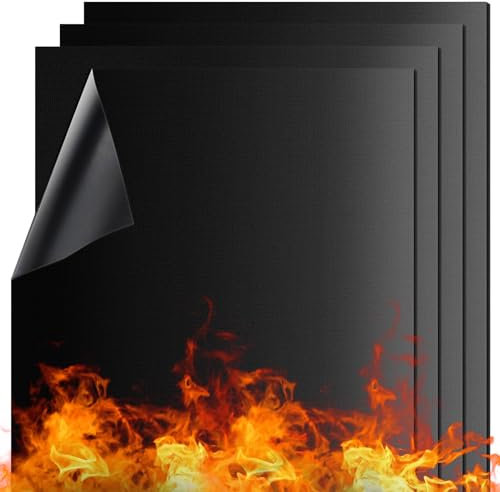 BOLEi Estera de Barbacoa (4 Piezas) | Alfombrillas Antiadherentes Para Parrilla | Estera Para Hornear de Reutilizable | Parrillas de Gas y Carbón | Resistente al Calor y Cortable | 40X60cm