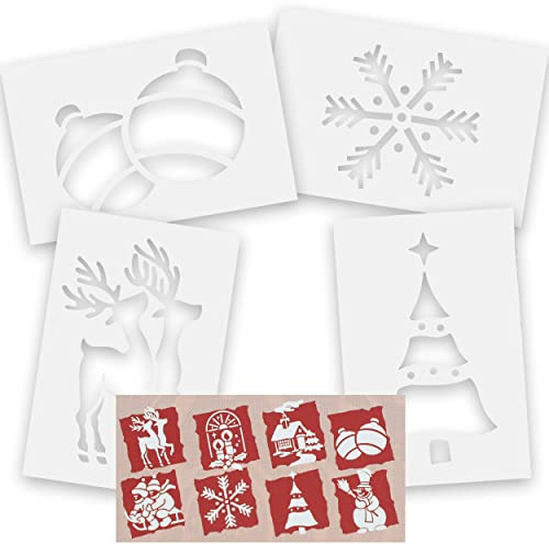 alles-meine.de GmbH 8 Stück große Schablonen Vorlagen - z.B. für Schneespray - Weihnachts & Wintermotive - 23 cm - für Fensterbilder Fenstersticker - z.B. für Fenster und Spieg..