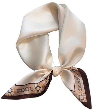 GIMIRO Foulard en Soie Synthétique, 53 x 53 cm, Motif Floral Jaune et Vert, Style Élégant (Blanc Classique)