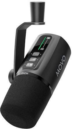 Movo UM6 Dynamic Podcast Microphone with Built-in GainCast Preamp - XLR and USB C Outputs - Studio Mic for Gaming, Podcasting, Streaming, Vocals, Computers, and Content Creation