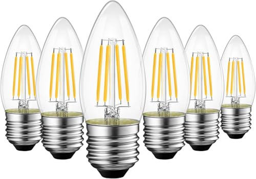 BHMAOYN LED Kerzenlampe E27 12V 24V • 6W ersetzt 60W • Warmweiß 2700K • Solar & Niederspannung • Für Wohnmobil, Boot, Garten • 6er Pack