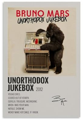 Bruno Mars Unorthodox Jukebox Studioalbum von Bruno Mars, Musikalbum, Cover, Poster, dekorative Malerei, Leinwand, Wandposter und Kunstdruck, moderne Familienschlafzimmer-Dekoration, Poster, 30,5 x