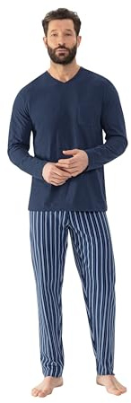 Mey Nachtwäsche Serie Straight Herren Schlafanzüge lang Yacht Blue (XL)