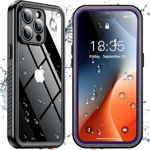 SPIDERCASE for iPhone 14 Pro Max Case Waterproof,Purple/Clear
