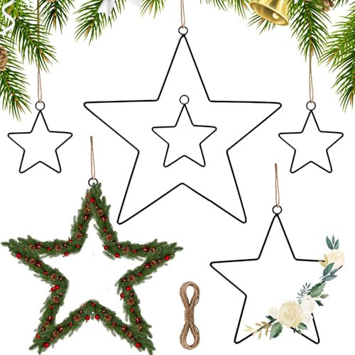 NZZVNZ 6 Piezas Anillos de Metal de Estrella, Estrellas Decorativas de Navidad, Hierro Adorno Colagnte, para Decoración de Boda, Manualidades Decoración Árbol de Navidad