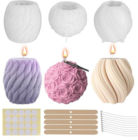 XTDMJ Lot de 3 moules à bougie en silicone 3D DIY - Ornements en spirale pour aromathérapie et artisanat
