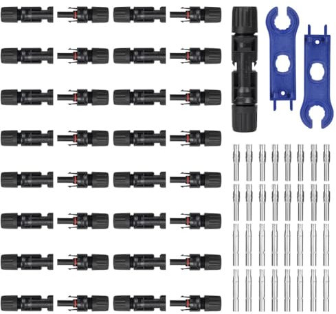 URAQT 16 paar Solar Stecker Set, Solarpanel Stecker IP67 Wasserdicht mit 2 Werkzeug, Solarstecker für PV Kabel MC4 Stecker Werkzeu, Ladereglerzubehör Solarstecker Schwarz