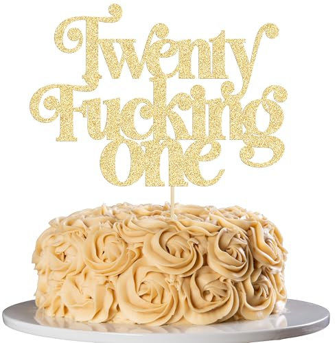 Ephlyn Tortenaufsatz Happy 21st Birthday, glitzernd, Tortenaufsatz mit Aufschrift Twenty One, Endlich 21 Cheers to 21 Years Birthday, Kuchendekoration für 21. Geburtstag, Jahrestag,