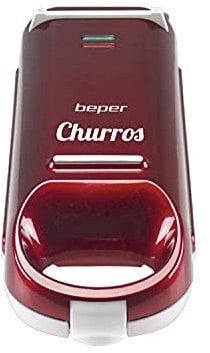 BEPER BT.600Y. Piastra per Churros Antiaderente, Potenza 800W, Impugnatura Termoisolante, Luce di Funzionamento e Piedini Antiscivolo - Ideale per Colazione e Feste - Rosso