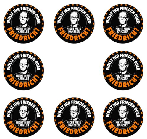 Sammys Shirt Store 48 Stück Aufkleber 4cm rund Wollt Ihr Frieden oder Friedrich CDU Kriegstreiber Sticker Sparpack gut haftend Aktiv Werden 5 cm