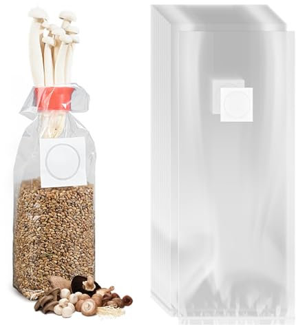 Set per la Coltivazione di Funghi da 100 Pezzi, Sacchetto per la Coltivazione di Funghi da 18 x 35 cm Set per la Coltivazione di Funghi con Filtro per Funghi Funghi Enoki Funghi Ostrica Cereali