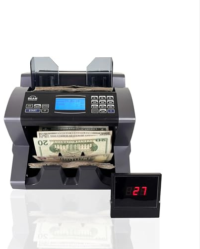 High Speed Money Counter Machine with Value Count USD/MXN/CAD, UV/MG/IR/DD Counterfeit Bill Detector, Add and Batch Modes, Cash Counter with LCD Display for Business