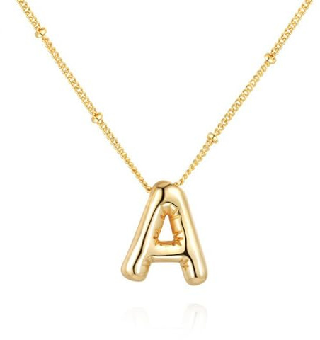 SYYHSYAL Gold Bubble Letter Necklace for Women,18k Gold Plated Balloon Initial Letter Pendant Necklace Charm Pendant Necklaces Gold Jewelry Birthday Gifts Women Teen Her Mom Grandma Wife Sister