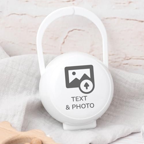 Wanapix | Personalisierte Schnullerbox für Babys | Schnulleraufbewahrung Baby | Schnullerhüllen | BPA-frei | 100% personalisiert Weiß