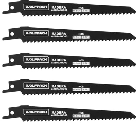 Sägeblatt für Holzsäge, 152 mm, 6 TPI, 5 Stück, speziell für Holz.