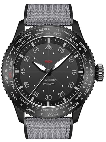 lvifloae North Edge Mach Watch Pilot Solarantrieb für Männer 50 m Chronographen Nachtsicht mit bis zu 180 Tagen Solar Dauer