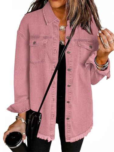 seiveini Veste Jean Femme Longue Blouson Chemise Denim | Manches Longues, Oversized, Déchiré Jeans Jacket, Vintage, Boyfriend, Printemps, Automne