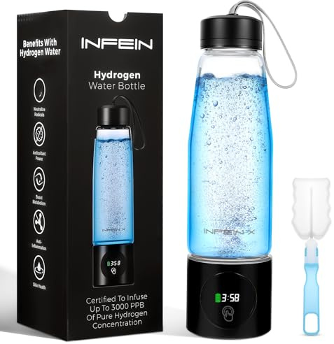 Hydrogen Water Bottle, 3000PPB Portable Hydrogen Water Ionizer Machine, Rechargeable Hydrogen Water Bottle Generator,with SPE & PEM, Hydrogen Water Cup for Exercise, Travel, Home, Office -Black
