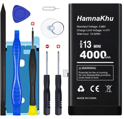 Kit di sostituzione della batteria ad alta capacità da 4000 mAh per iPhone 13 Mini, include strumenti professionali e adesivo