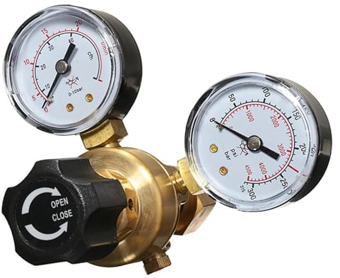 Helium-Durchflussmesser-Regler, Twin Gauge Argon CO2 Gas Flasche Druckregler Flow Meter for MIG TIG Schweißen