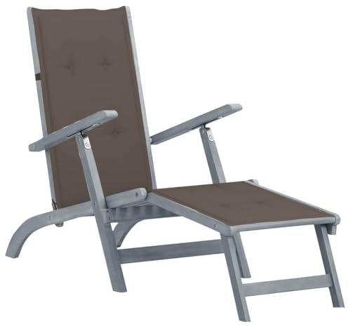 QUAHEAS Tumbona de madera de acacia con reposapiés, plegable, 3 posiciones, 167 x 56 x 75 cm, para jardín, terraza, piscina, resistente a la intemperie