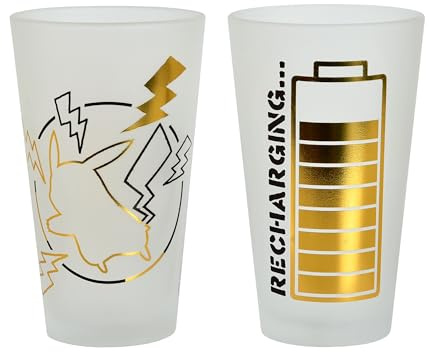 Elbenwald 2er Set Gläser - verschiedene Motive matt-transparent 480ml (Pokemon)