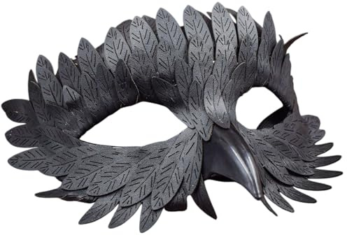 GWAWG Máscara de pájaro elegante para carnaval de Halloween, máscara de media cara con picos de plumas falsas, traje de cuervo para mascarerade fiesta globos de vestido de fantasía