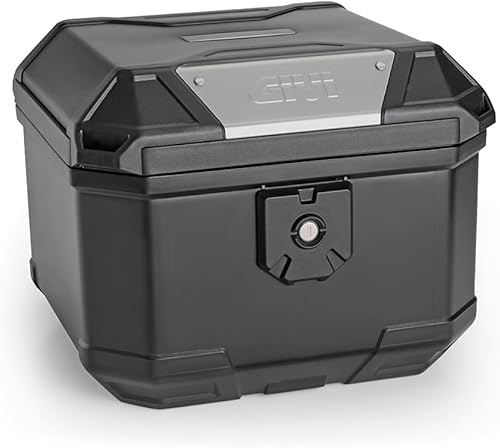 Generico Schwarzer Koffer 38 l Top Case Motorrad-Trolley kompatibel mit Givi Monolock B38 N Platten und Halterungen