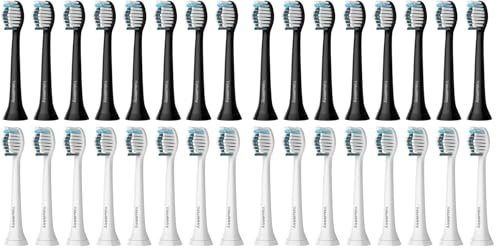 16 Stück Whitening Clean Ersatzbürsten Kompatibel mit Philips Sonicare Elektrische Zahnbürste, 8er Weiß und 8er Schwarz Aufsteckbürste. (Packung mit 2)
