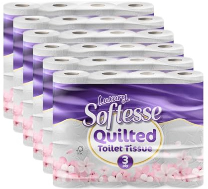 Softesse Toilet Paper 36 Rolls, 3 Ply Toilet Rolls Bulk Buy, Luxuriously Soft, Gentle and Hypoallergenic Sustainable Toilet Rolls - Quilted Toilet Roll for Your Family - Dermatologically Tested (36)