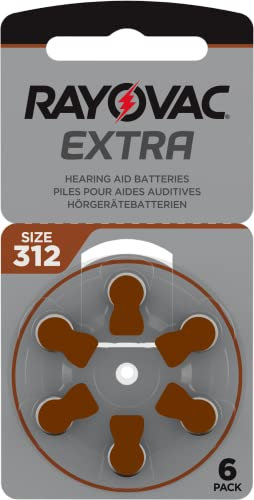 4 x Rayovac Type 312 Hearing Aid Batteries (6 Pack) + 1 Pack FREE!