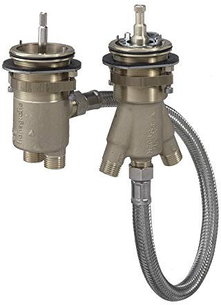 hansgrohe Grundkörper, 2-Loch Wannenrandarmatur, mit Thermostat, Zubehör, Mehrfarbig