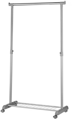 Premier Housewares Hanging Rail with Shoe Rack and Wheels - Chrome