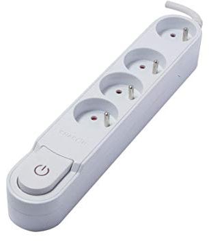 Chacon 48856 Multiprise design sans parafoudre avec Interrupteur/Disjoncteur 3 m 4 Prises Blanc