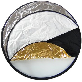 DynaSun WOS2001 Faltreflektor 5in1 80cm Zusammenfaltbarer Reflektor in 5 Farben: Golden, Perleweiß, Silbern, Schwarz und Softdiffusor