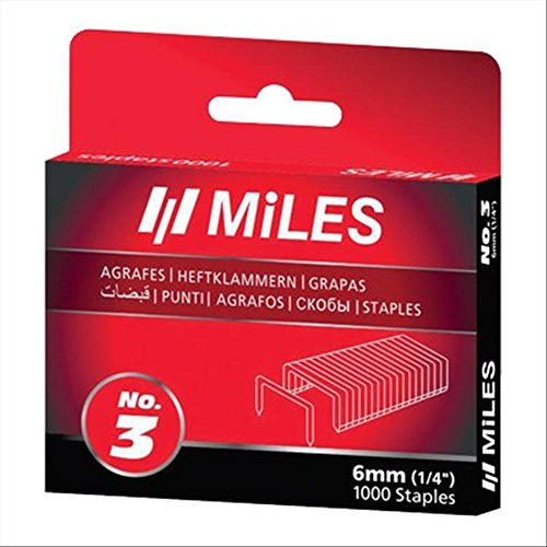 Miles 303347 Heftklammern Nr. 3 x 10 mm, Packung mit 1000 Stück