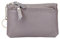 Esdrem Porte-monnaie fin en cuir de qualité supérieure avec triple fermeture éclair et porte-clés pour femme, gris, S