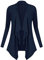 Urban GoCo Femmes Cardigan Drapé Ouverte Devant Manteau Manches Longues Ourlet Irrégulier Jaquette Bleu Marine L